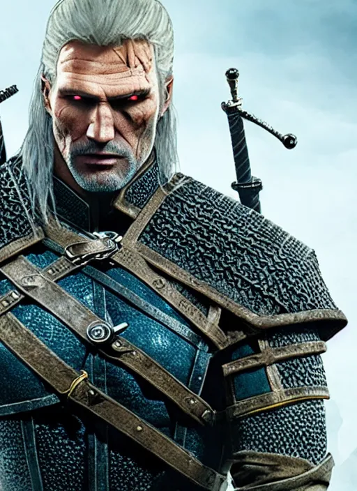 Image similar to Dolph Lundgren in The Witcher 3, gameplay, 8k, HD