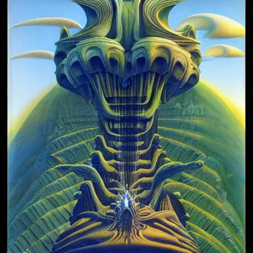 Image similar to divine chaos engine by roger dean, symbolist, visionary