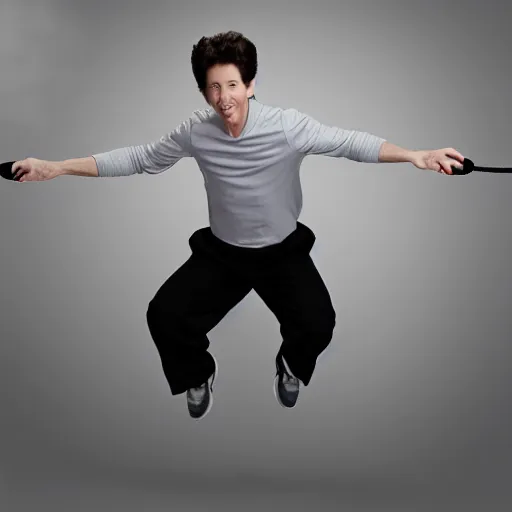 Image similar to joel osteen jumping rope, photograph 4 k