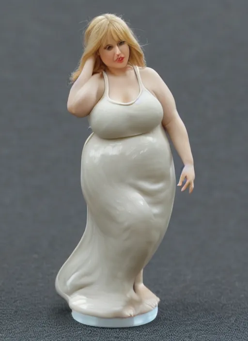 Image similar to 80mm resin detailed miniature of a beautiful chubby mature lady, clothed in white, olive skin, long blond hair, beautiful bone structure, symmetrical facial features, Product Introduction Photos, 4K, Full body