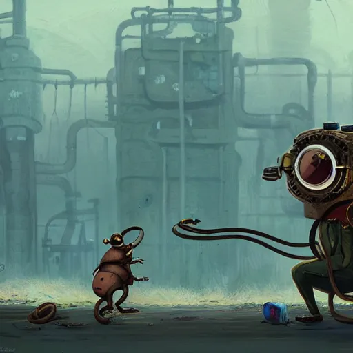 Prompt: a rat with steampunk googles, by simon stalenhag