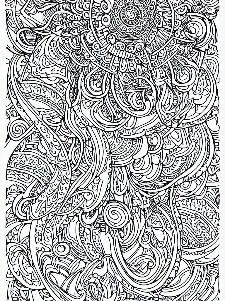 Image similar to elephant ornaments fractal ink drawing line art colouring page vector