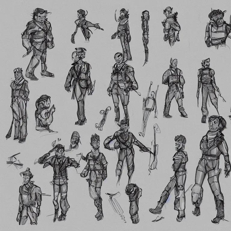 Prompt: character model sheet illustration, front on