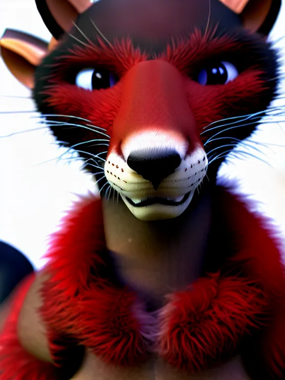 Image similar to furry - male - red - black - weasel - geistcaller - fursona uhd ue 5 visual novel pc game expressions, photorealistic