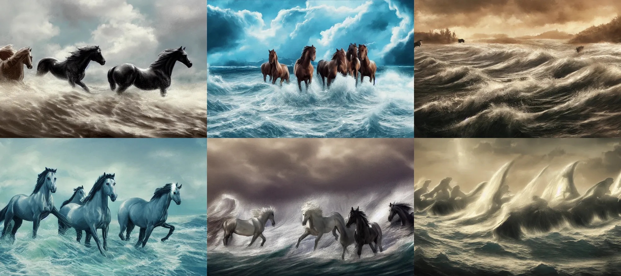 Prompt: waves made out of horses, artstation