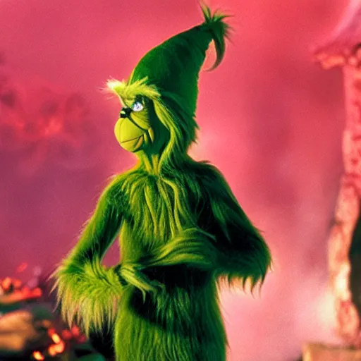 Image similar to the grinch committing arson in whoville