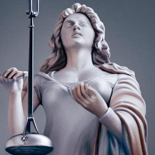 Image similar to Lady justice balancing her scale on one side high end samsung phone and on the other side a corona virus. cinematic lighting, high quality 8k hd, oil on canvas, hyperralistic art