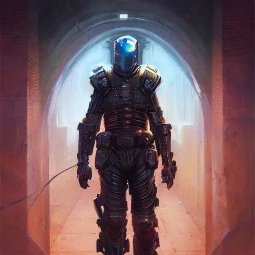 Image similar to the void knight as a realistic scifi cyberpunk knight, closeup portrait art by donato giancola and greg rutkowski, vintage retro scifi, realistic face, digital art, trending on artstation, symmetry!!