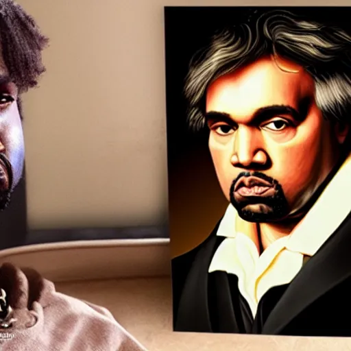 Prompt: a beautiful portrait of kanye west as beethoven, renaissance
