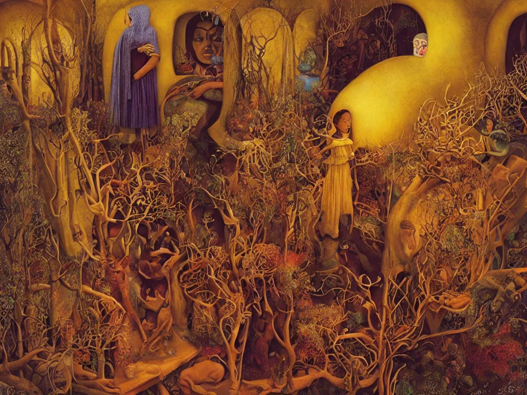 Prompt: the mystical dream of old mexico in the imagination, art by james c. christensen and remedios varo, hyperrealism, magical realism