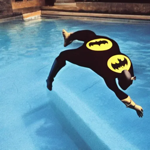 Prompt: batman diving in a pool, professional photography