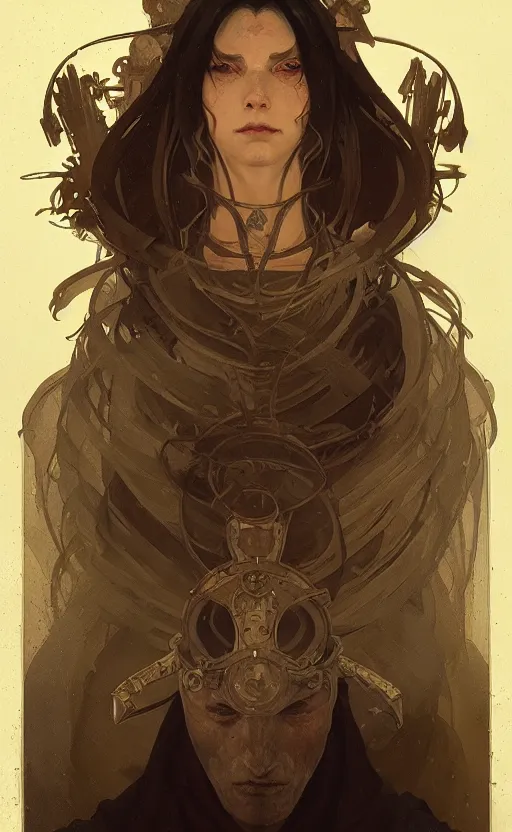 Image similar to a portrait of sandman, a medieval alchemist, concept art, deep focus, intricate, highly detailed, digital painting, artstation, matte, sharp focus, illustration, art by greg rutkowski and alphonse mucha