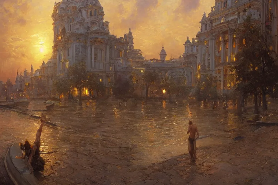 Image similar to beautiful ukranian city of odessa, summer season, moody scene, highly detailed, intricate, sharp details, summer vibe, gorgeous scene by gaston bussiere, craig mullins, somber lighting, drawn by giacomo burattini, inspired by graphic novel cover art, hyperrealistic, 8 k by rhads