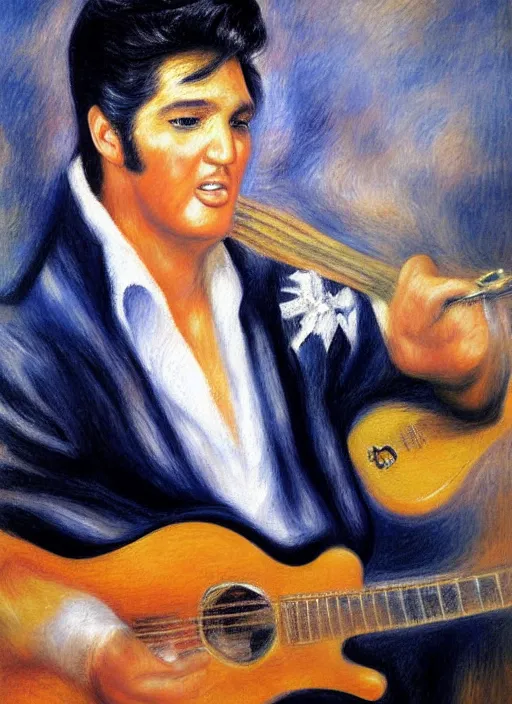 Image similar to oil painting of elvis presley by renoir