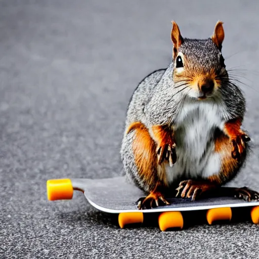 Image similar to a photo of a squirrel on a skateboard