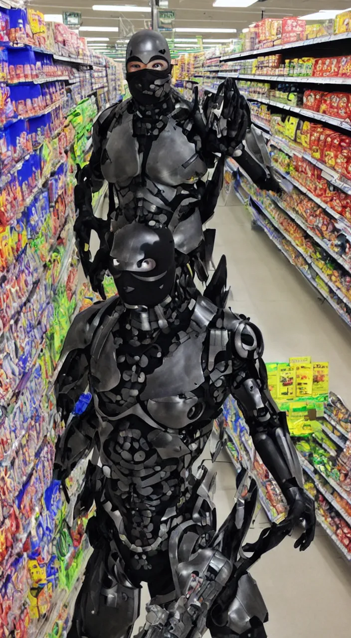 Image similar to cyborg ninja in walmart