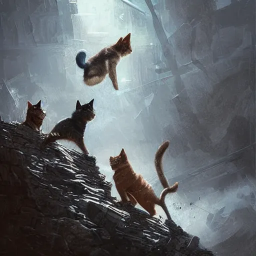 Image similar to a war between dogs and cats, digital art by greg rutkowski and artgerma