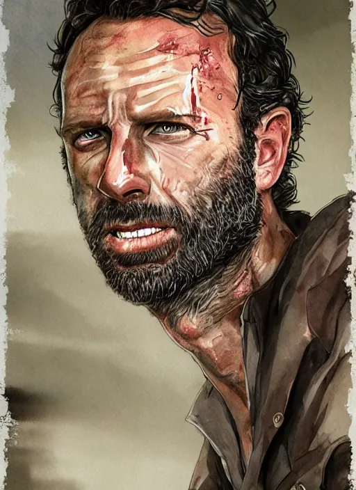 Prompt: portrait, Rick Grimes from The Walking Dead in the South Park universe, watercolor, dramatic lighting, cinematic, establishing shot, extremely high detail, foto realistic, cinematic lighting, digital art, vector, by Yoshitaka Amano, Ruan Jia, Kentaro Miura, Artgerm, post processed, concept art, artstation, matte painting, style by eddie mendoza, raphael lacoste, alex ross