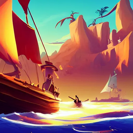 Image similar to painting treasure on sea of thieves game smooth median photoshop filter cutout vector, behance hd by jesper ejsing, by rhads, makoto shinkai and lois van baarle, ilya kuvshinov, rossdraws global illumination