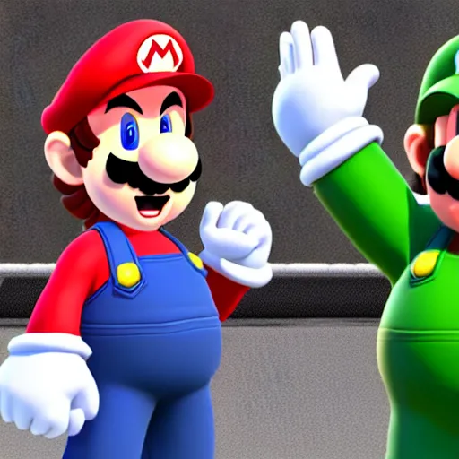 Prompt: Mario and Luigi in king of Fighters 15 unreal engine 5 4k ultra realistic and high quality