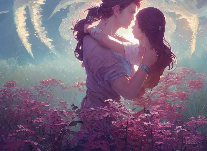 Image similar to highly detailed poster of'i love you ', stephen bliss, unreal engine, fantasy art by greg rutkowski, loish, rhads, ferdinand knab, makoto shinkai and lois van baarle, ilya kuvshinov, rossdraws, tom bagshaw, alphonse mucha, global illumination, radiant light, detailed and intricate environment