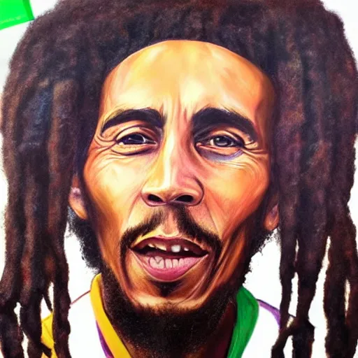 Image similar to hyper realistic portait of an older bob Marley