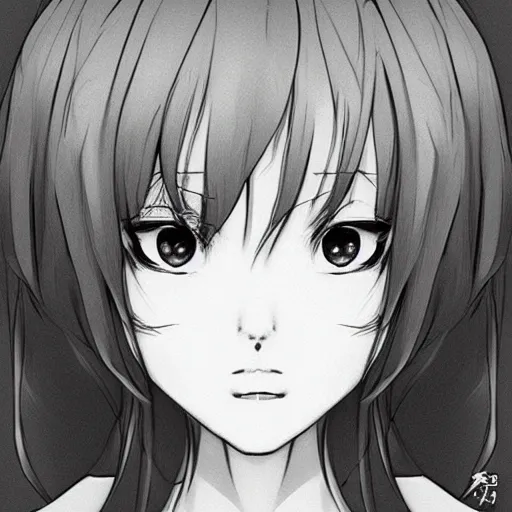 Prompt: bust portrait of a pretty young anime woman, drawn by WLOP, black and white anime manga panel, trending on artstation