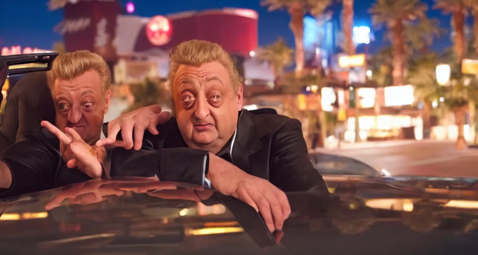 Image similar to first image heist comedy movie starring rodney dangerfield, sundance official selection. shot on the las vegas strip with alexa mini, stunning cinematography, golden hour, filmgrain.