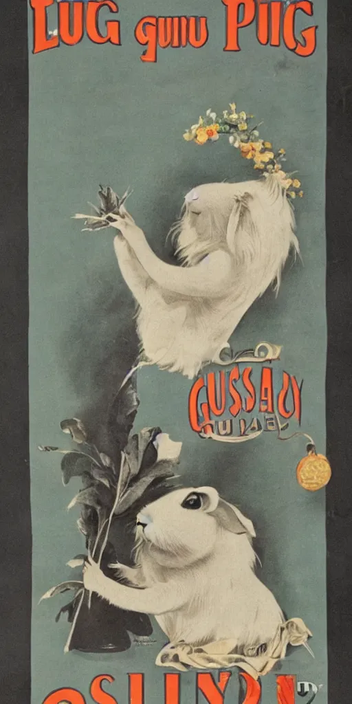 Prompt: a 1 9 1 0 s poster advertising a guinea pig that can sing