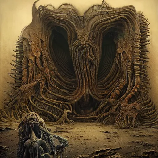 Prompt: an epic horrifying fantastic hyperdetailed 3 d matte painting photo taken with nikon d 7 5 0 an of a decaying eldritch creature partially covered with grafitti art by moebius by zdzisław beksinski by jakub rozalski by nekro