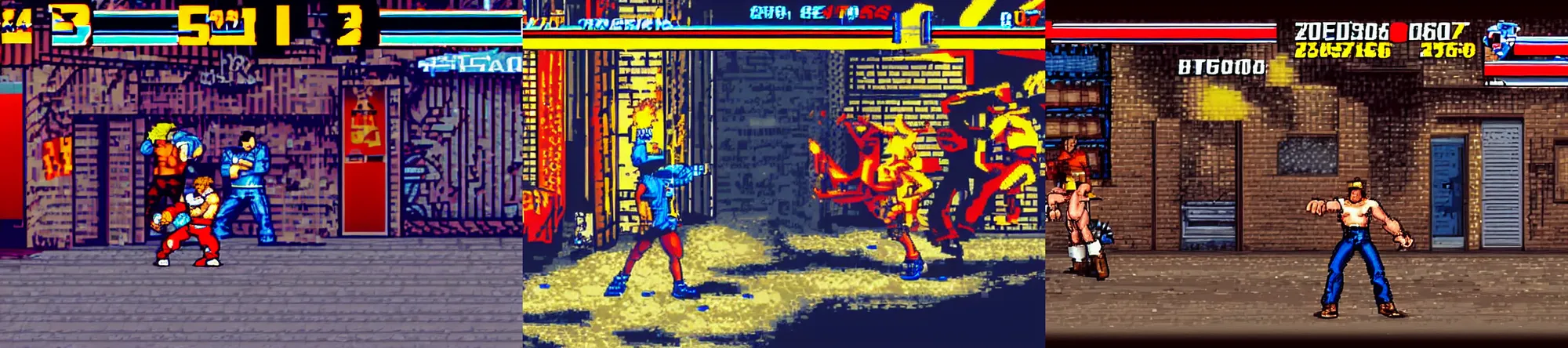 Prompt: blaze fielding in streets of rage arcade game, screenshot, dirty alleyway