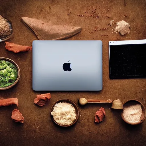 Image similar to a macbook made of ground beef, high quality photograph, ultra realistic, hyperrealism