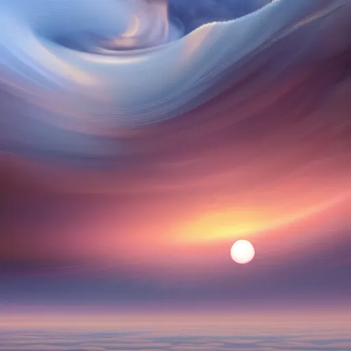 Prompt: hyperrealistic image of laminar helmholtz flow on sunset horizon sky, by thomas eakes & xiang duan & mike judge, perfect symmetry, dim volumetric lighting, photorealistic, 8 k octane beautifully detailed render, post - processing, extremely hyper - detailed, intricate, epic composition, cinematic lighting, masterpiece, trending on artstation, incredibly detailed, stunning,