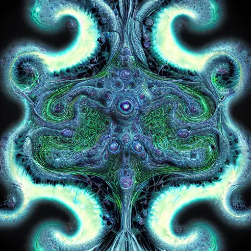 Image similar to the depthless eye, fractal twisting eldritch horror beyond comprehension, digital art, medical dissection