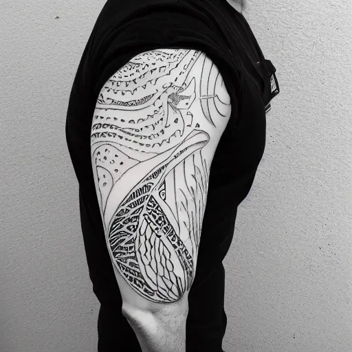 Image similar to white whale, spermwhale, cachalot, awardwinning elegant modern tattoo design peyote colored sketch on white background