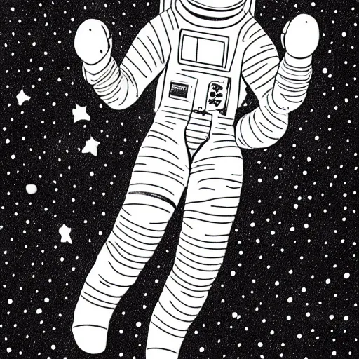 Image similar to an astronaut in space, drawn with dots, art, minimalist,