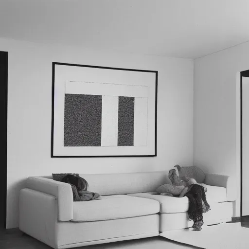 Prompt: a pencil drawing on a white living room wall style of sol lewitt modern architecture realistic