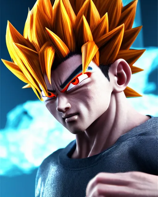 Prompt: 3 d high octane render, 8 k hyperrealism, unreal engine, photorealistic goku, portrait, dynamic lighting, photorealistic, unreal engine, octane, ultra detailed, detailed faces, hd quality, life like, high render, hd resolution