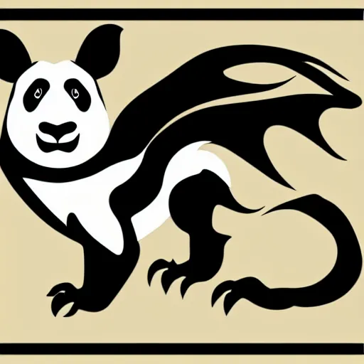 Image similar to vector art of welsh dragon and panda mixed, intercrossed, chimera, adobe illustrator