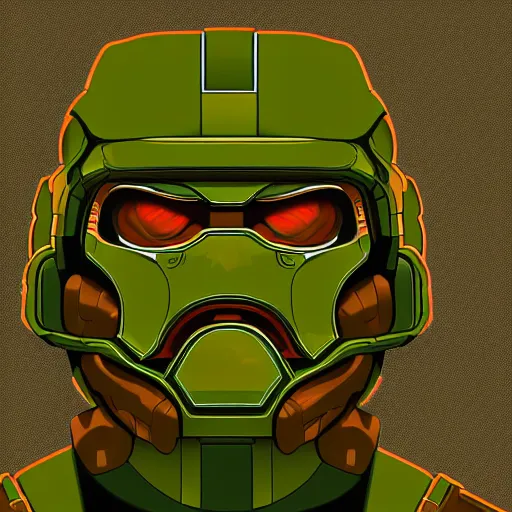 Image similar to portrait of doomguy, highly detailed, centered, digital painting