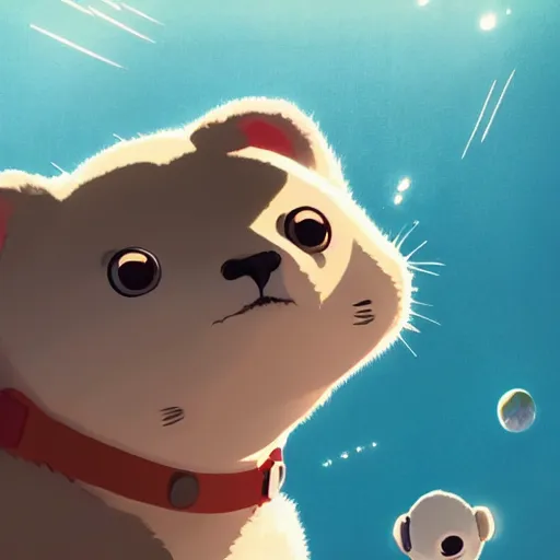 Prompt: baby harp seals as astronaut in space, year 2 3 0 0, atey ghailan, goro fujita, studio ghibli, rim light, sharp lighting, clear focus, very coherent,