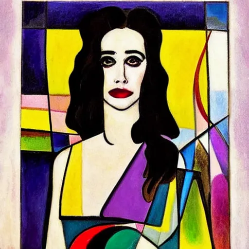 Prompt: eva green portrait, style by kandinsky, art deco, portrait,