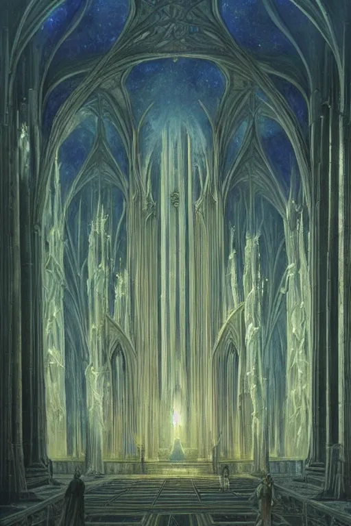 Prompt: Beautiful Astral Cathedral with Elaborate Architecture , foreboding cosmicsky by james gurney, Caspar David Friedrich,