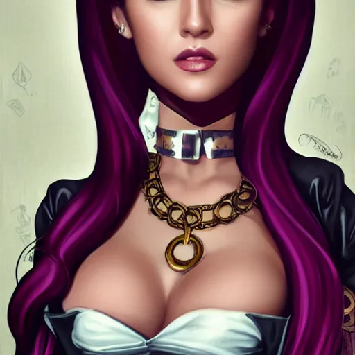 Image similar to portrait of ariana grande, steampunk blouse, vintage shading, by artgerm