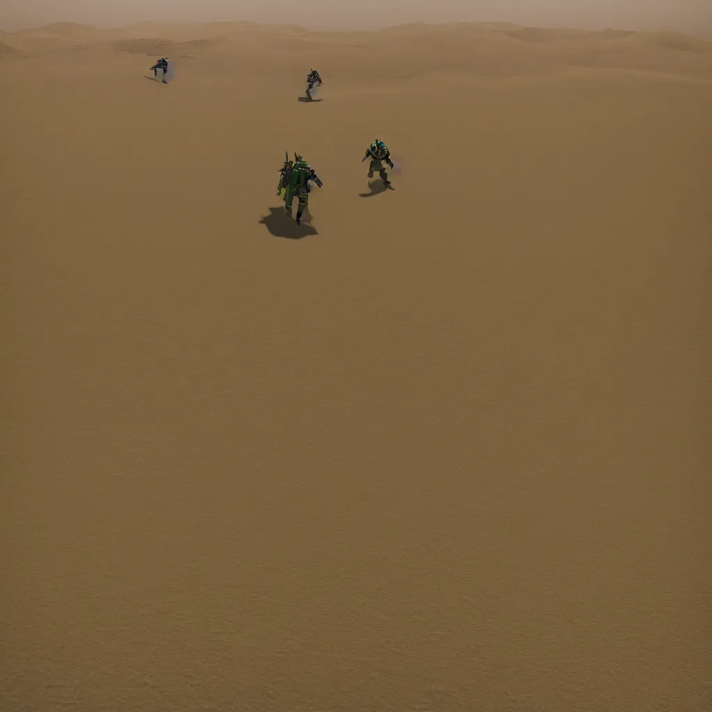 Prompt: https://s.mj.run/syHUBvfwwwI [david and goliath in green armor] [clash on a battlefield], [desert dunes], wide angle shot, depth of field, ultra-high details, artstation trending, octane render, unreal engine, 8k, photography