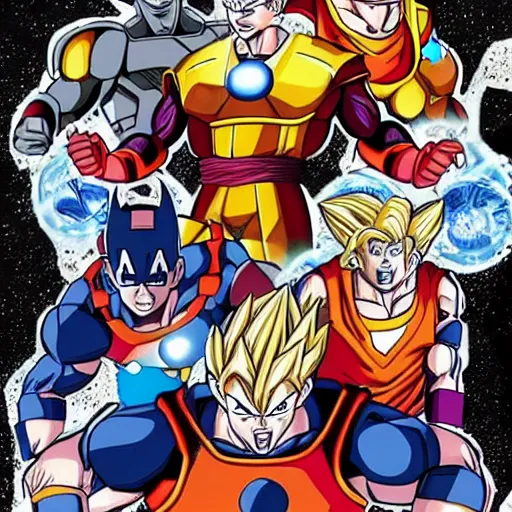 Prompt: avengers but dragonball z style