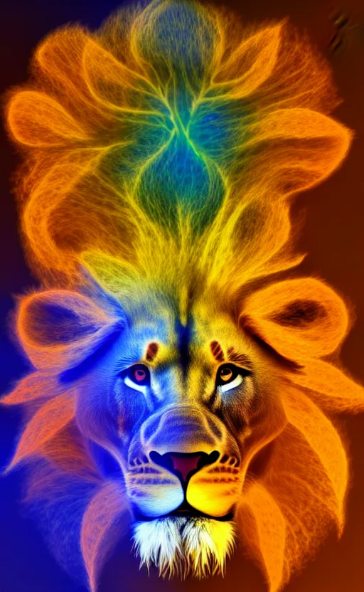 Image similar to lion made of Fractal flame,