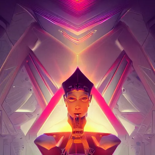 Image similar to symmetry!! solid cube of light, hard edges, product render retro - futuristic poster scifi, lasers and circuits, brown skin prince, egyptian pharaoh, intricate, elegant, highly detailed, digital painting, artstation, concept art, smooth, sharp focus, illustration, dreamlike, art by artgerm