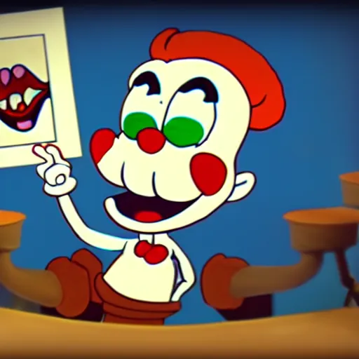 Image similar to Cuphead animation, cuphead screenshot, clown