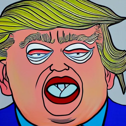 Image similar to a painting of donald trump by takashi murakami